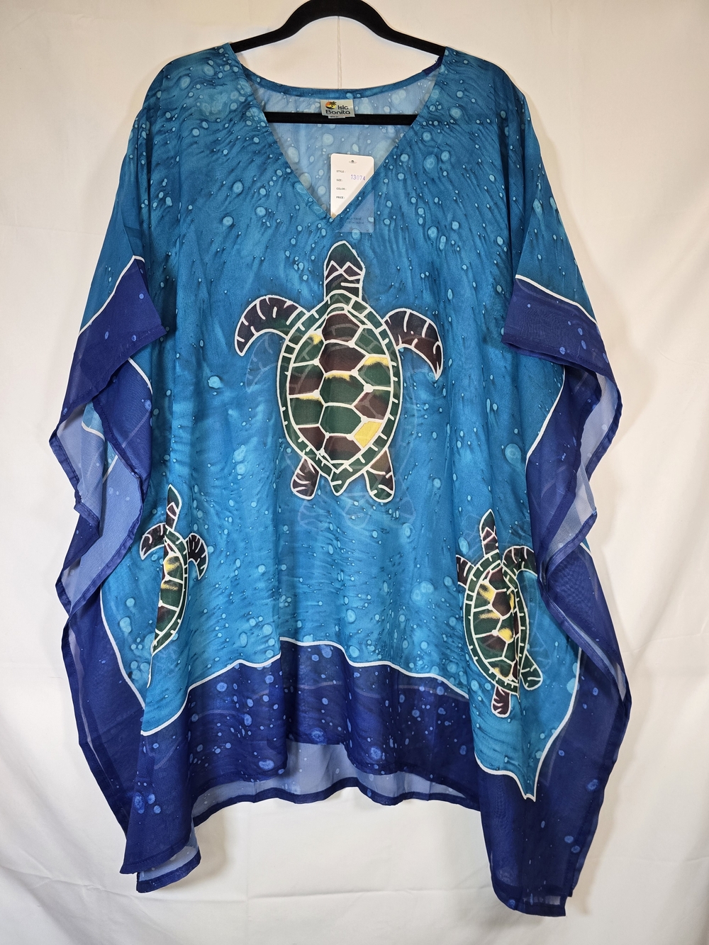 Ocean Turtle Blue Swim Coverup Caftan